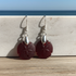 Sand Dollar Sea Glass Drop Earrings Ruby Red