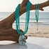 Aqua Sea Glass Pendant  Multi-strand Necklace