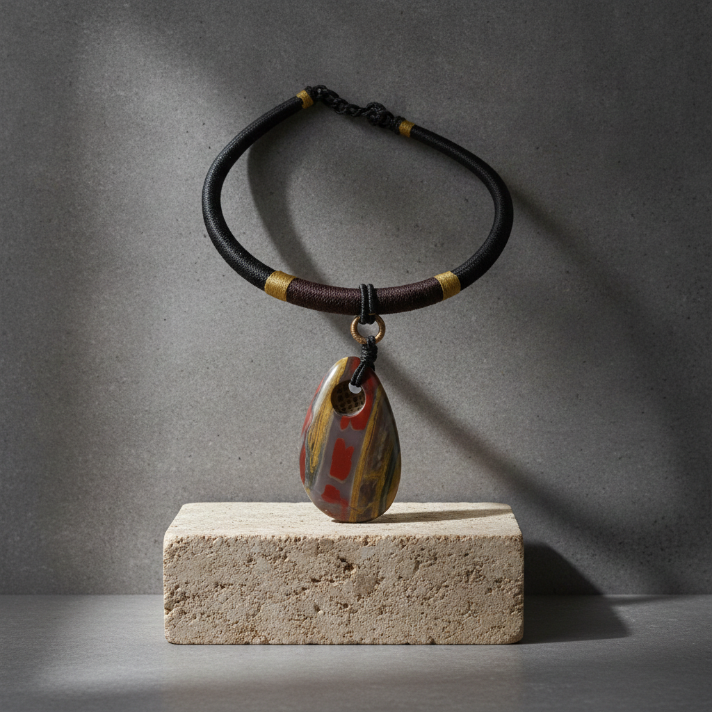 Man's Tigeriron Gemstone Pendant Necklace Big Bold Look