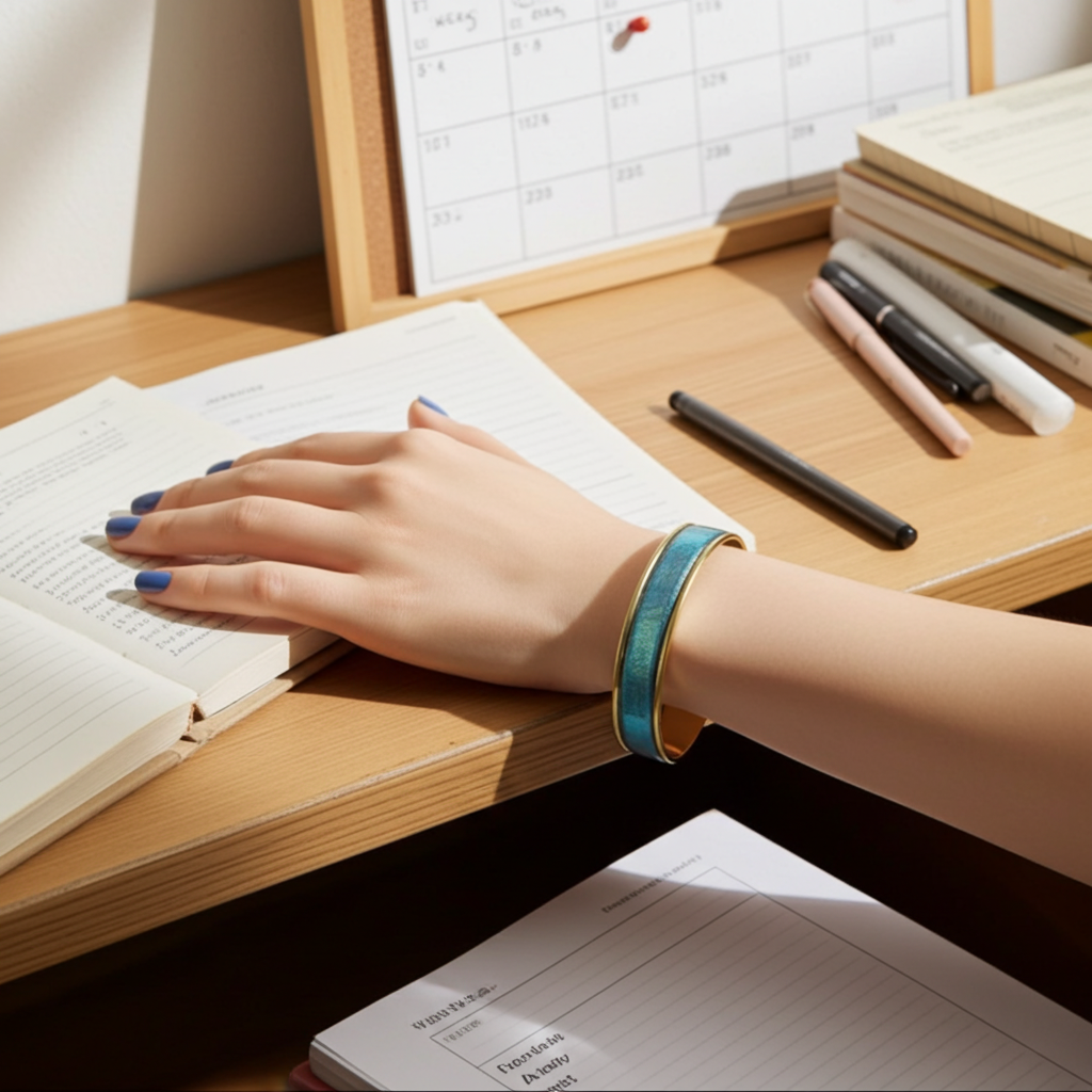 Metallic Teal Leather Cuff Gold Bracelet