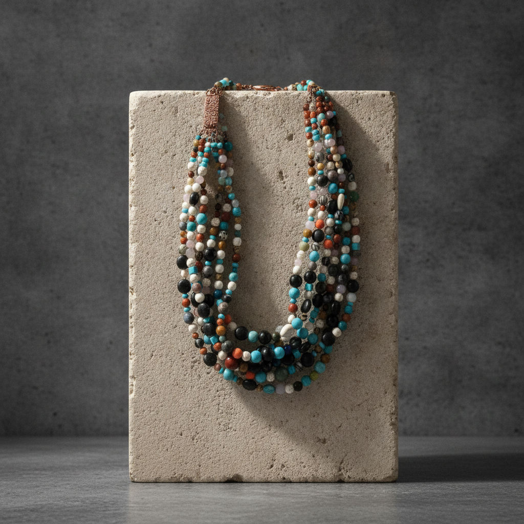 Multi Gemstone Multi-strand Necklace