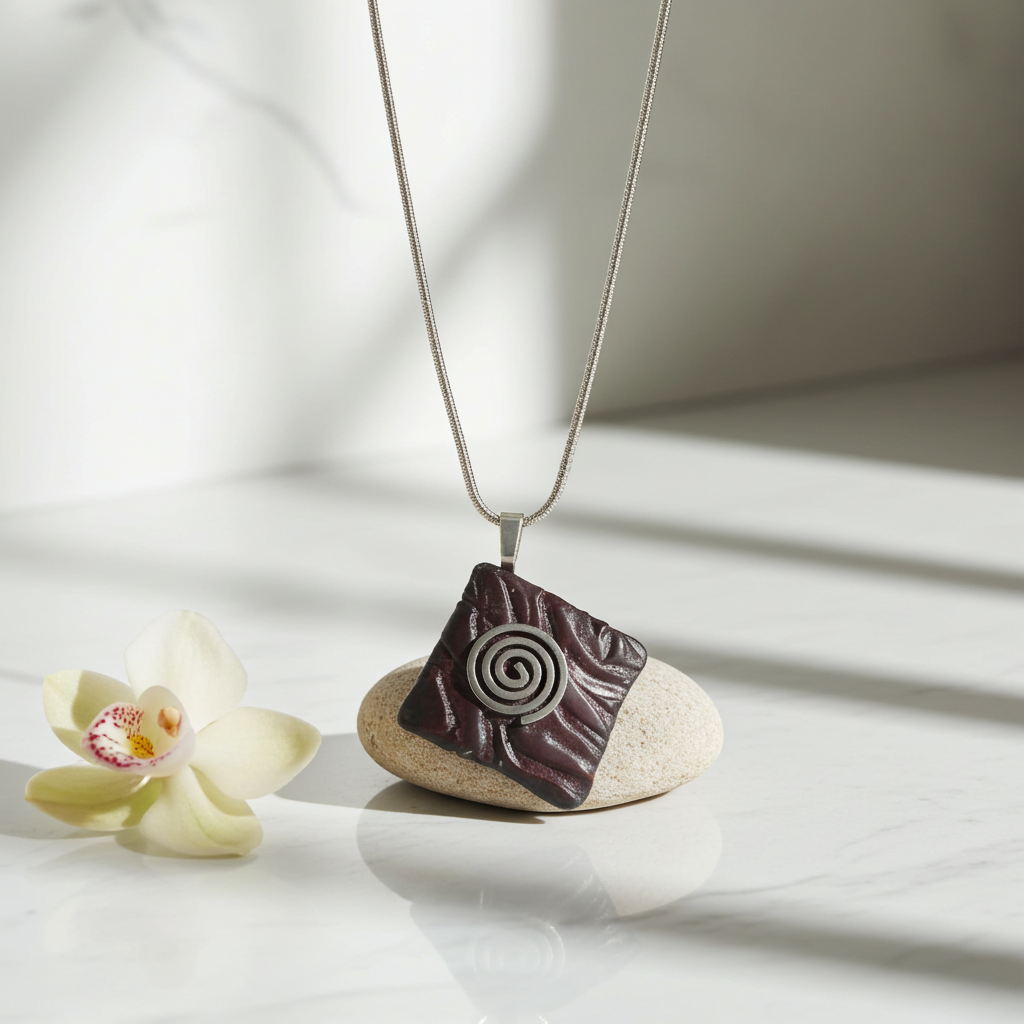 Artisan Multi-luster Raku Handmade Ceramic Pendant Necklace