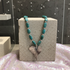 Turquoise Nugget Necklace Leaf Pendant