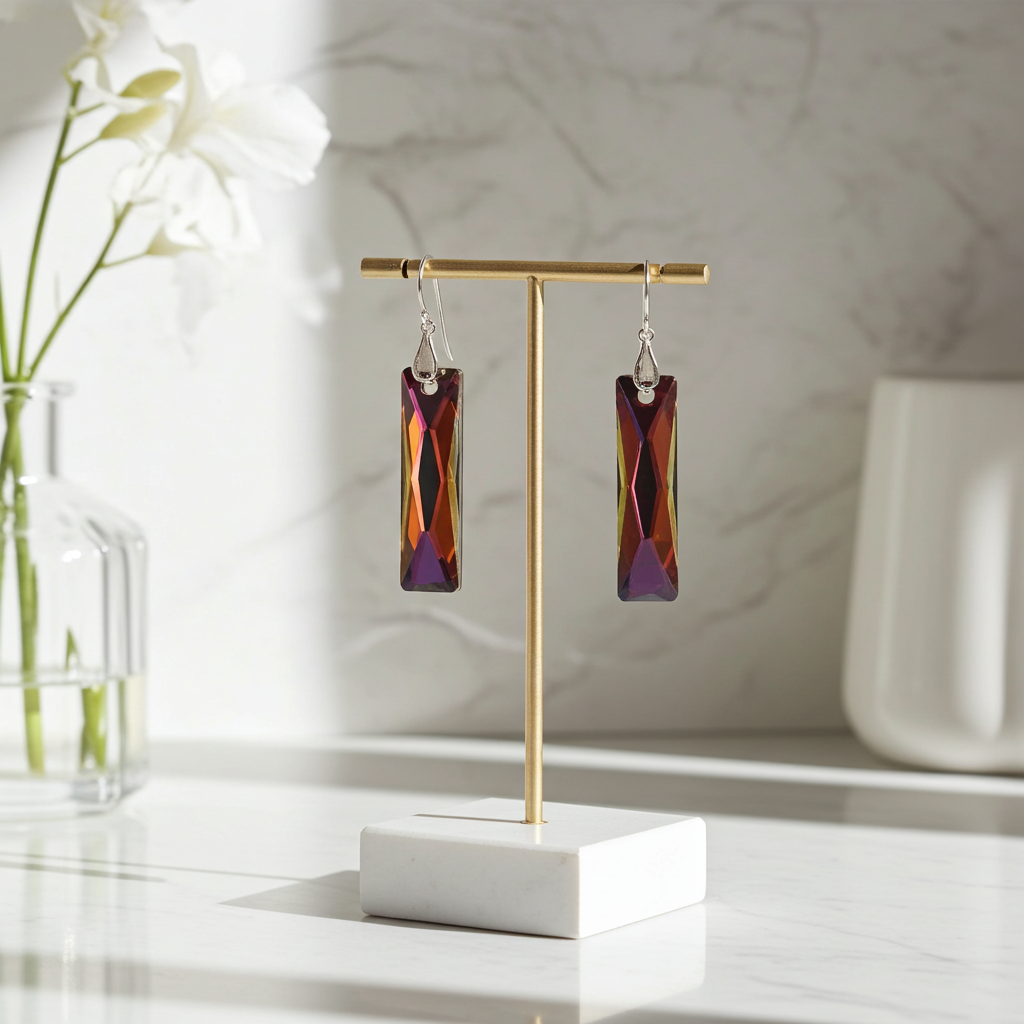 Statement Volcano Crystal Dangling Earrings Big Bold Look