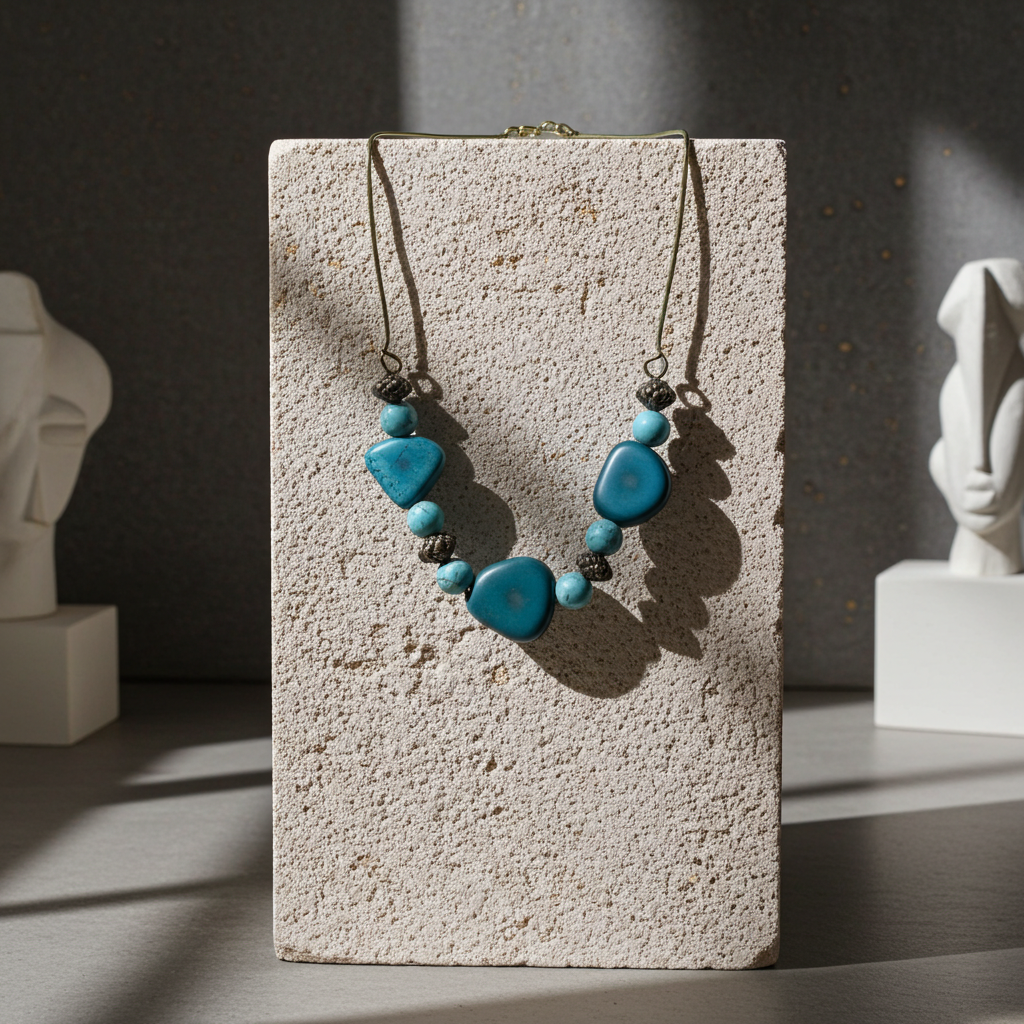 Turquoise Rainforest Tagua Nut Necklace