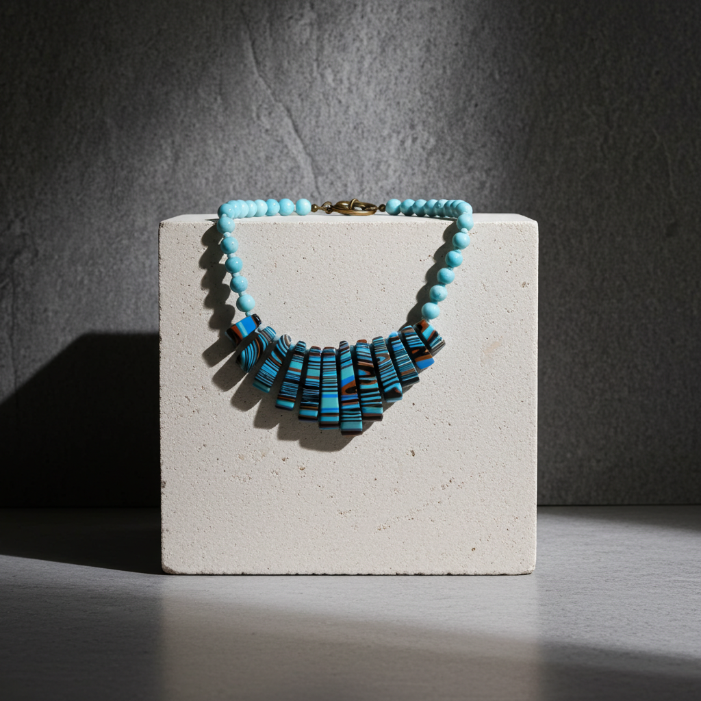 Design Aqua Gemstone Impression Jasper Bib Necklace