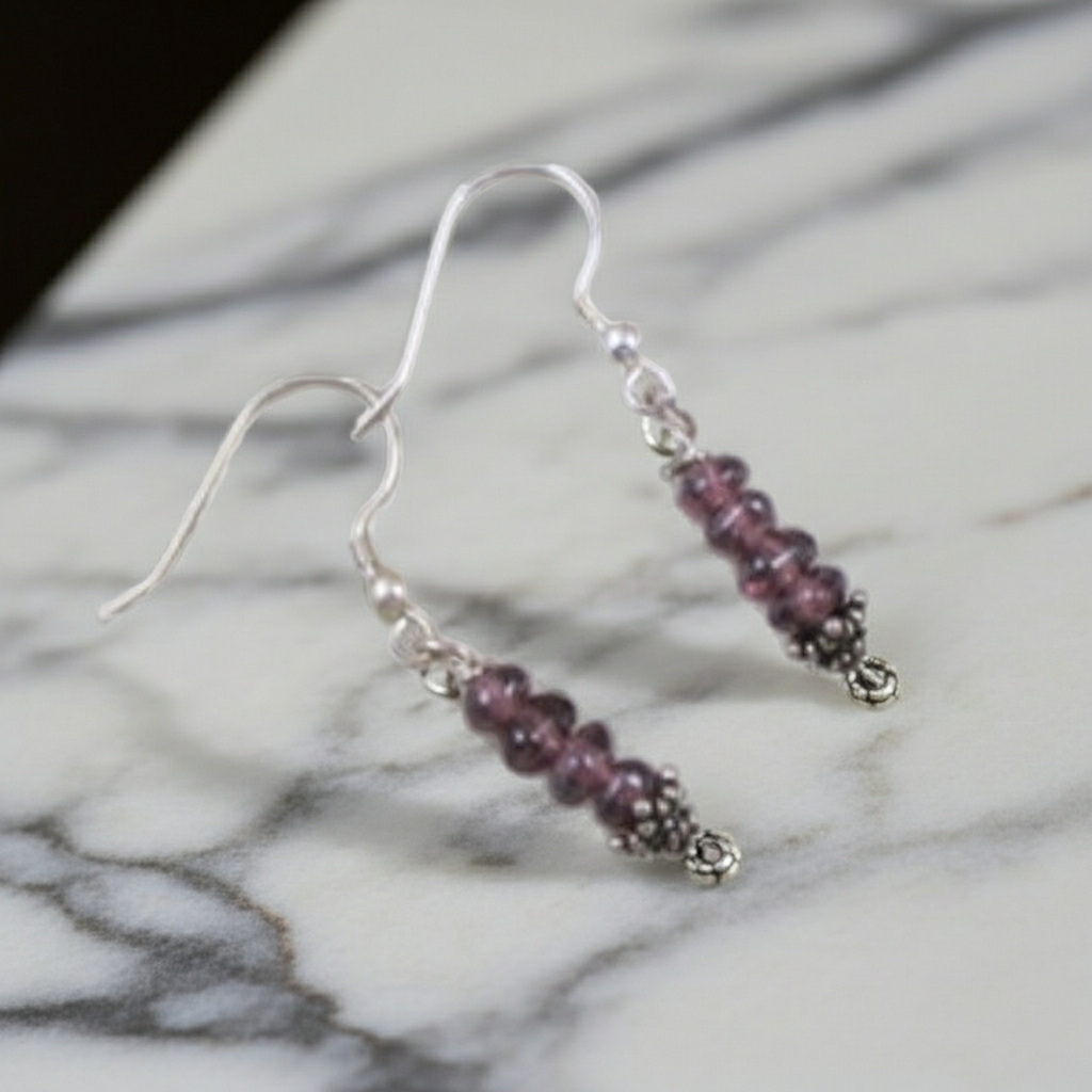 Frosted Amethyst Gemstone Earrings