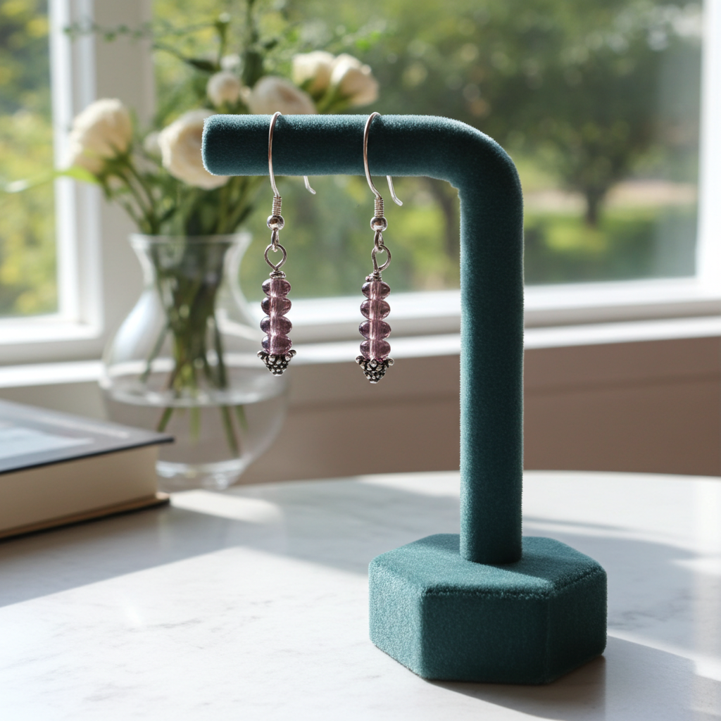 Frosted Amethyst Gemstone Earrings