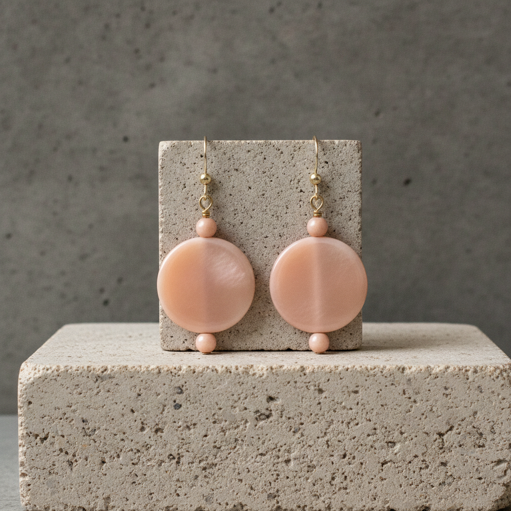 Pink Fair Trade Tagua Nut Coin Earrings