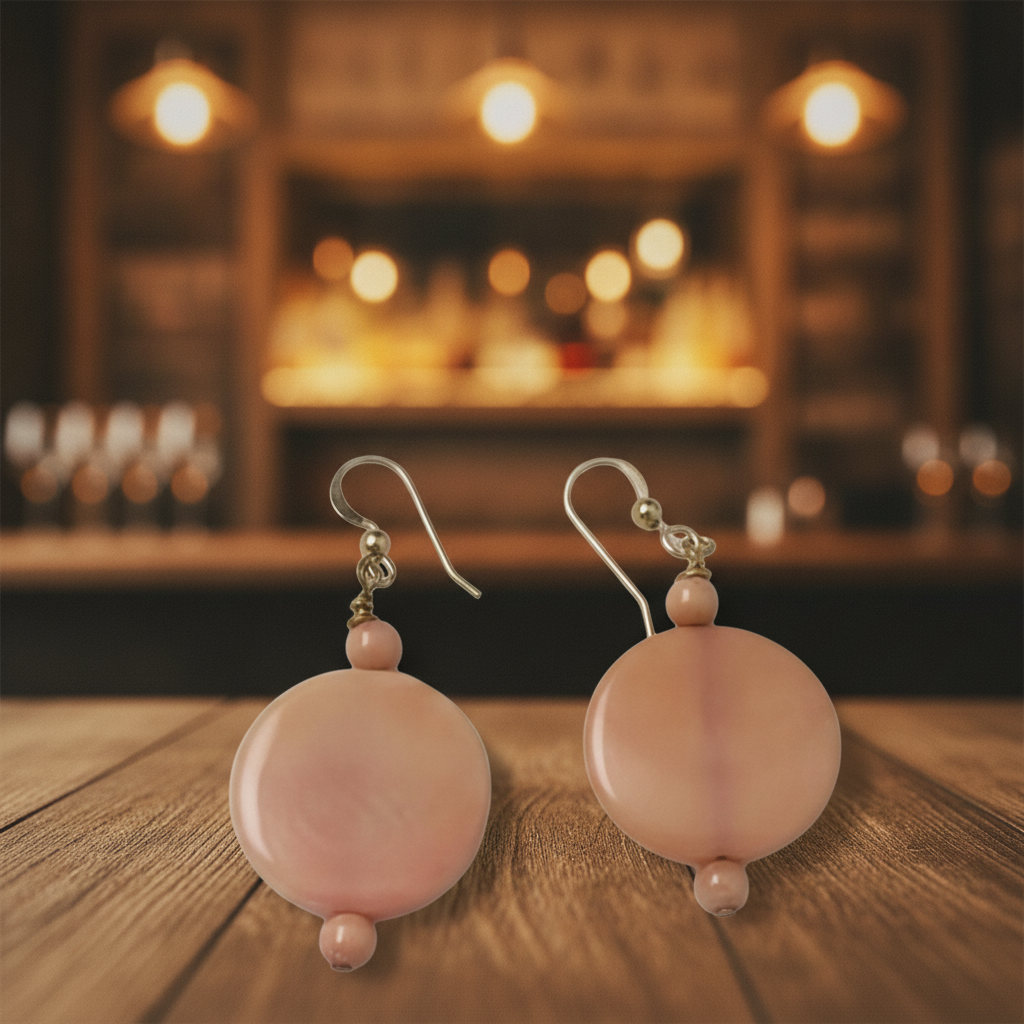 Pink Fair Trade Tagua Nut Coin Earrings