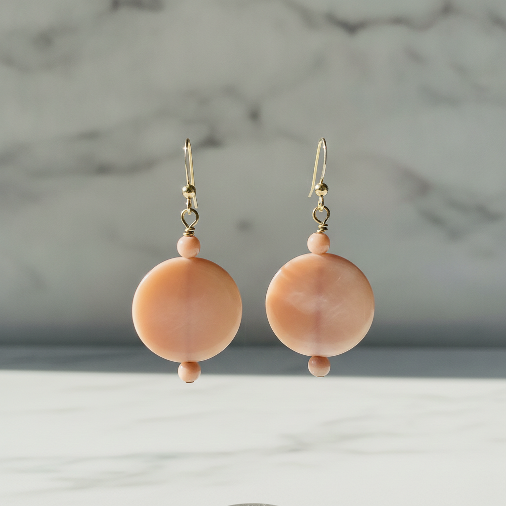 Pink Fair Trade Tagua Nut Coin Earrings