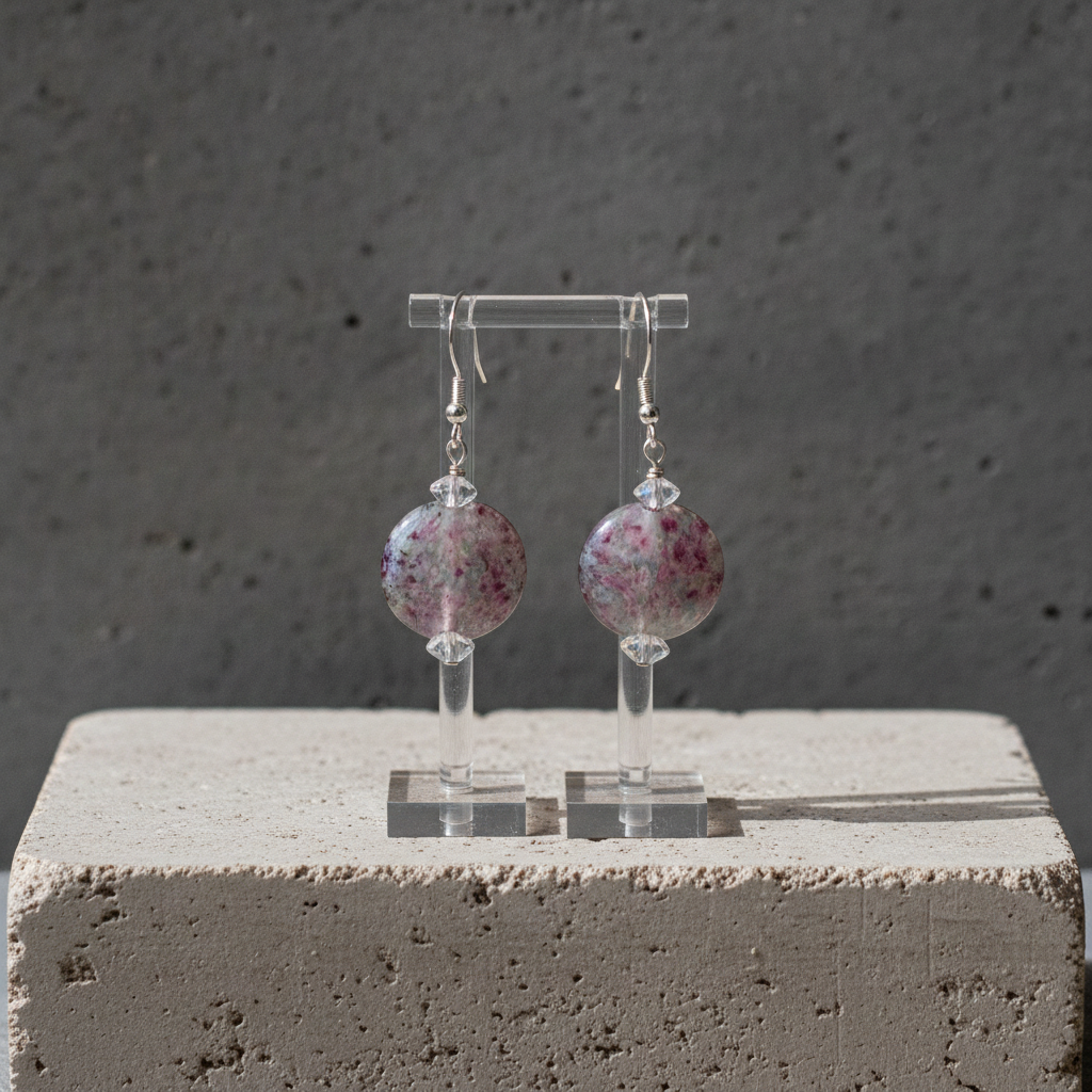 Pink Handmade Artisan Bead  Earrings