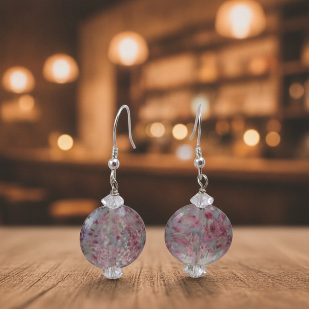 Pink Handmade Artisan Bead  Earrings