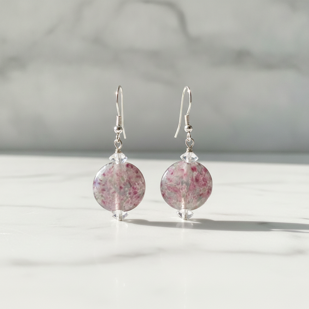 Pink Handmade Artisan Bead  Earrings