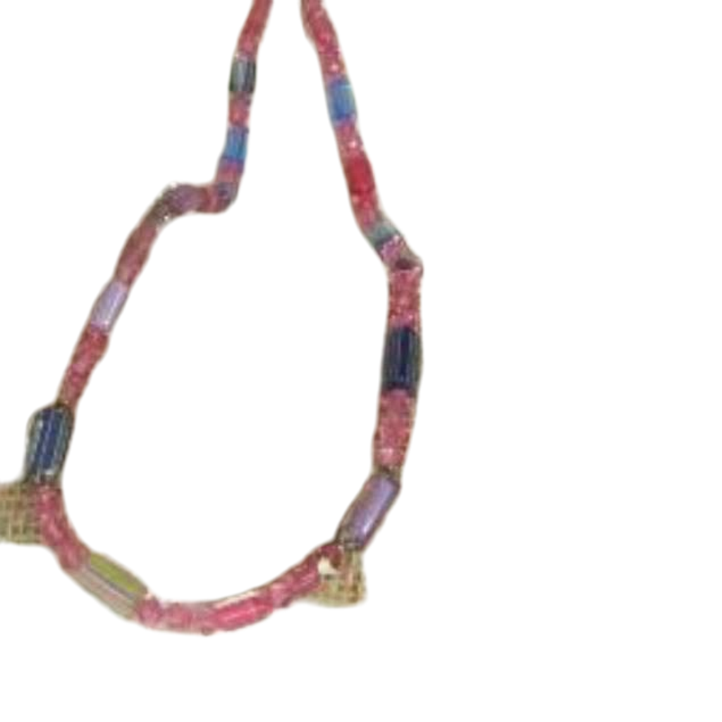 Pink & Blue Handmade Artisan Bead Necklace