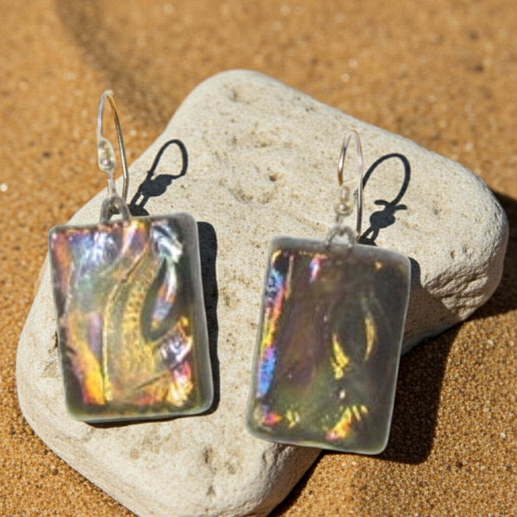 Golden Metallic Artisan Handmade Designer Earrings Raku Glaze