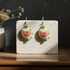 Handmade Green & Red Poppy Ceramic Earrings  Golem