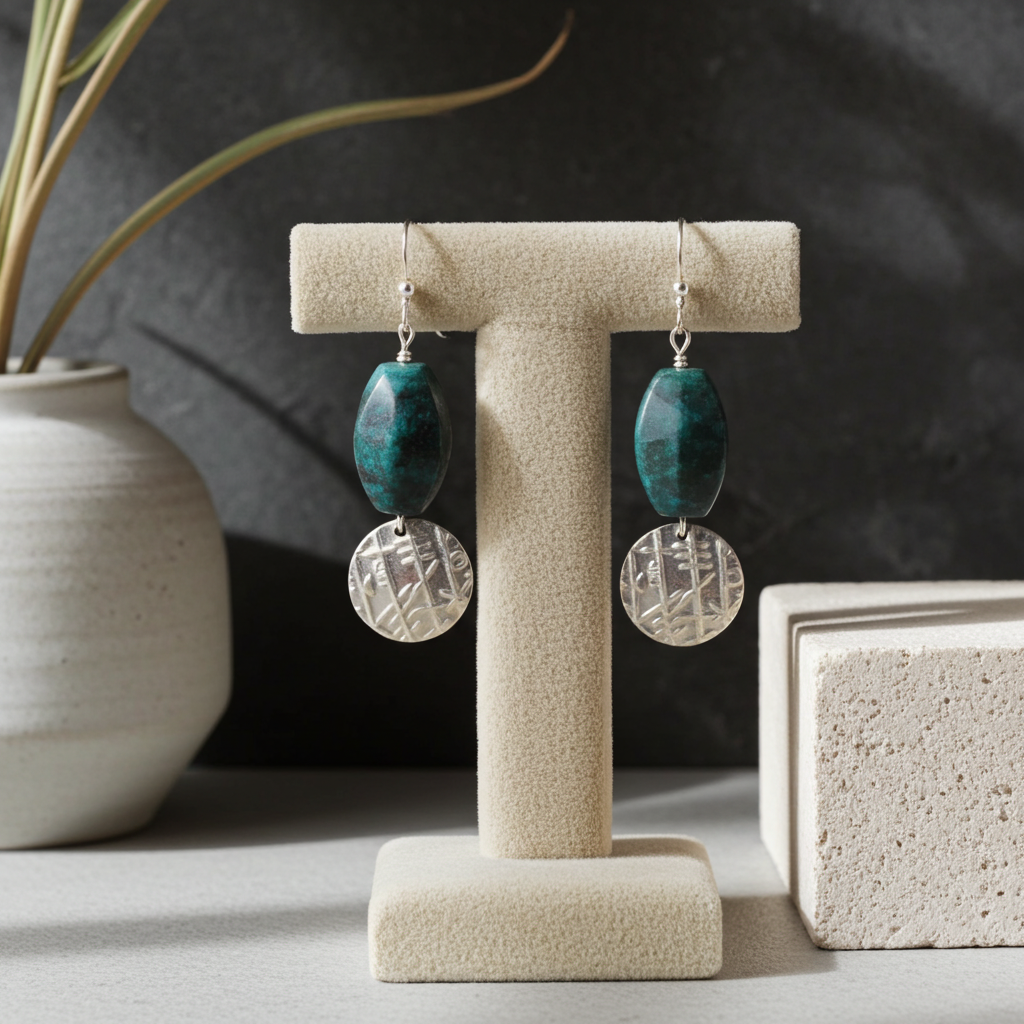 Timeless Beauty in Azurite and Pewter Earrings