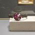 Pink Multi-stoned Crystal & Antique Brass Bangle Bracelet