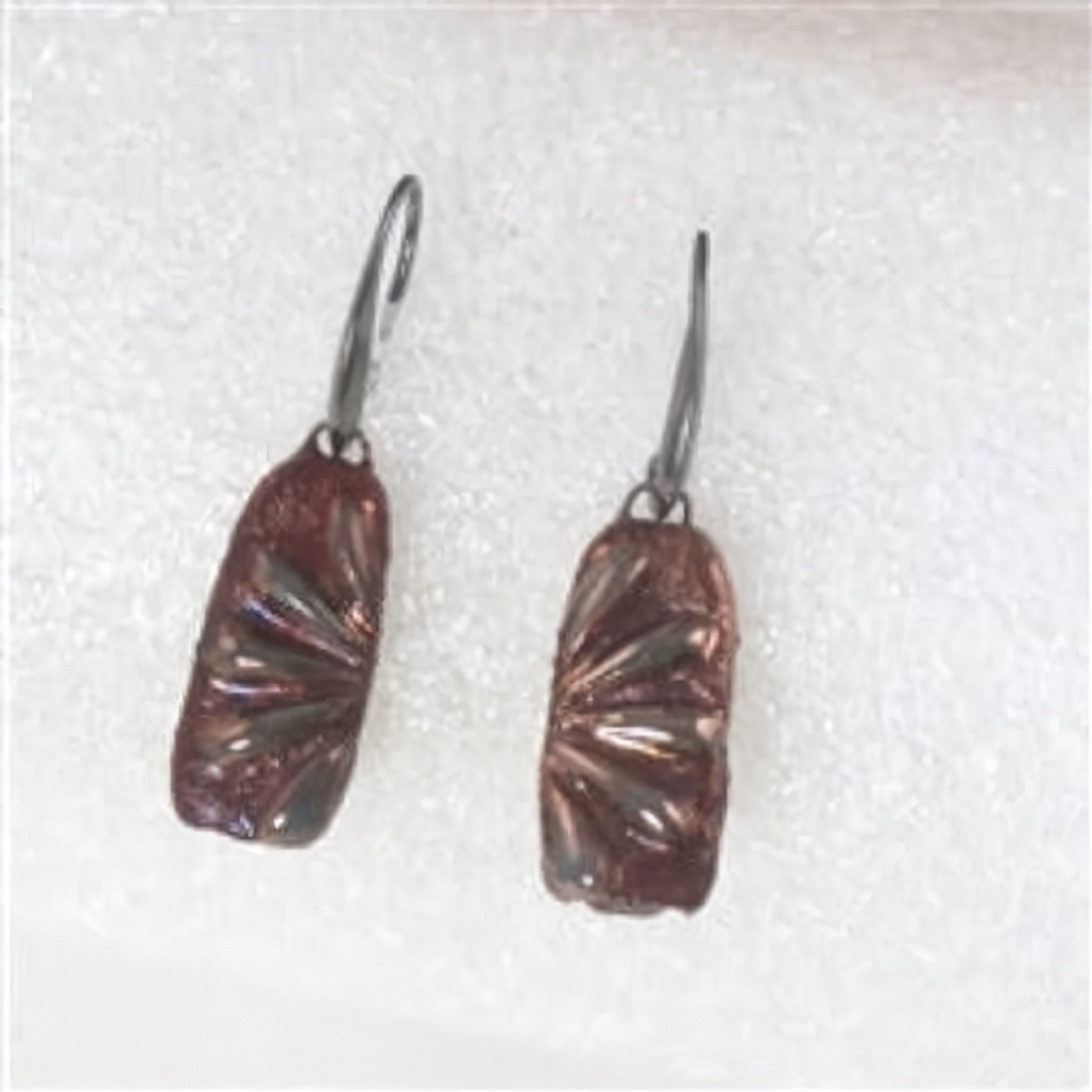 Rust Luster Flower Raku  Artisan Handmade Earrings