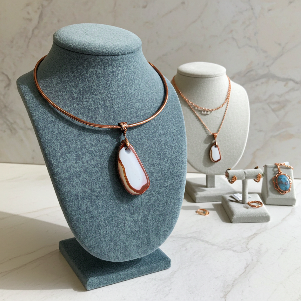 Copper Neck Wire Chocker with Big Gemstone Pendant