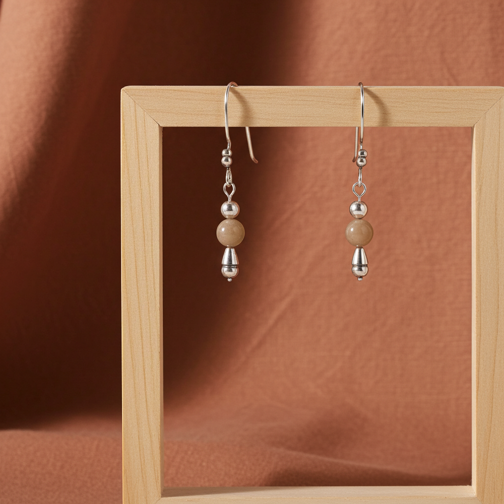 Agate Gemstone and Sterling Silver Earrings