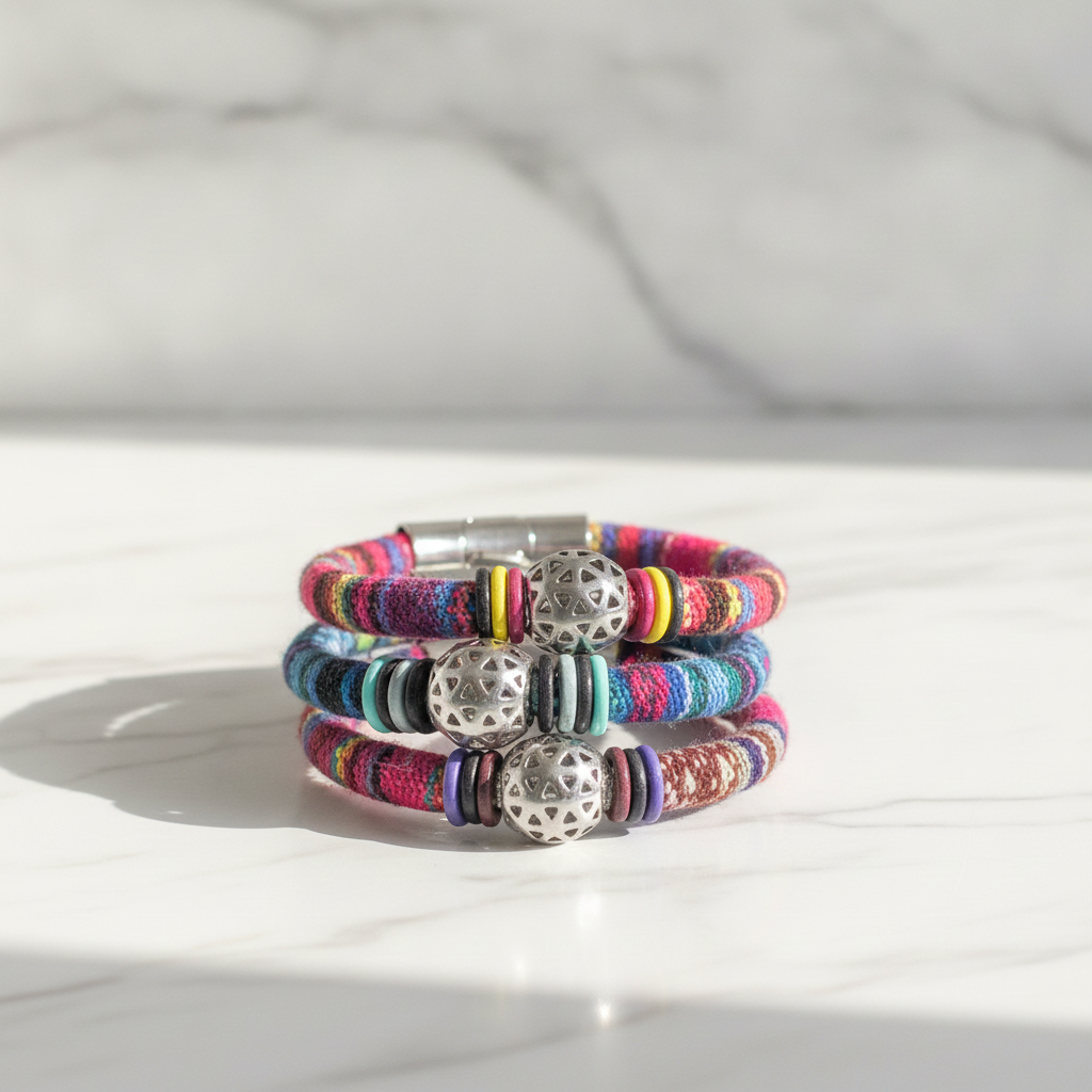 Trio of Cotton Cord Vegan Cuff Bracelet