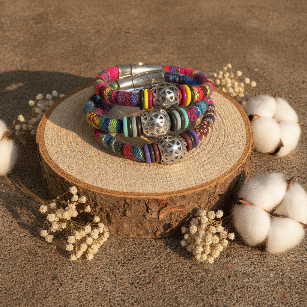 Trio of Cotton Cord Vegan Cuff Bracelet