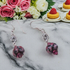 Rose and Black  Glass Bead Earrings