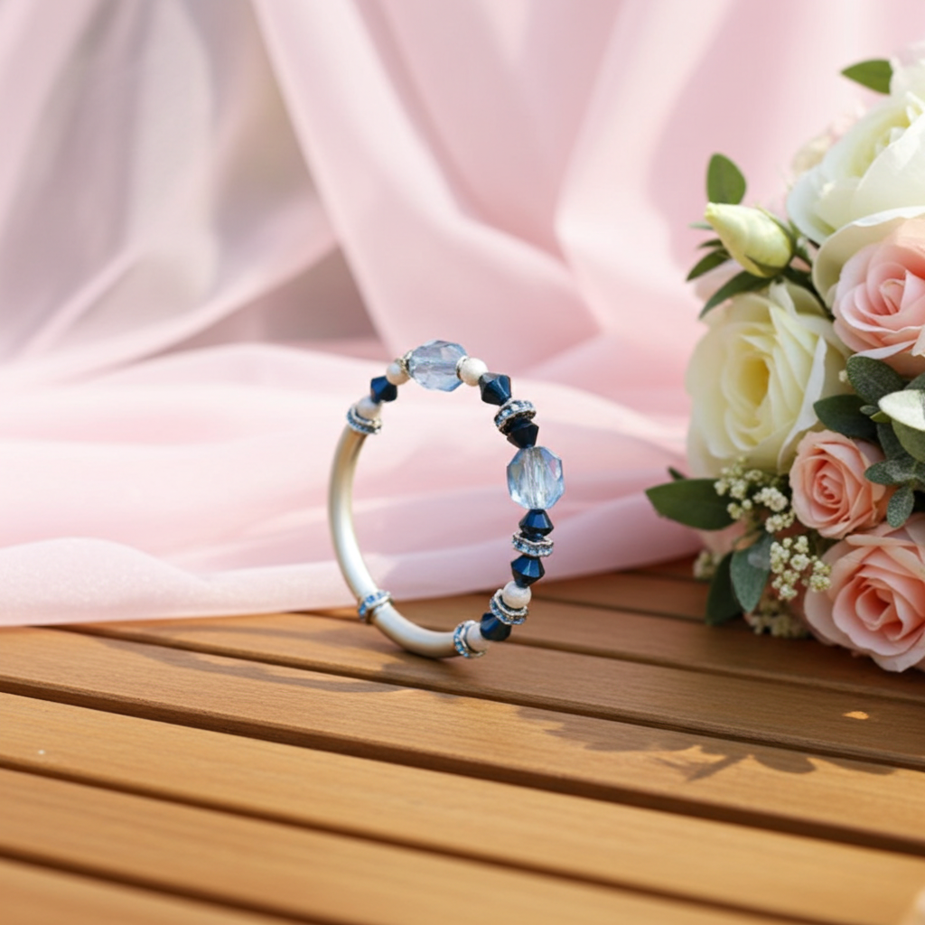 One-of-a-kind Blue Crystal Bangle  Bracelet