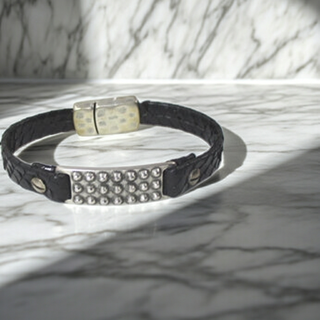 Black Leather Bracelet For A Man