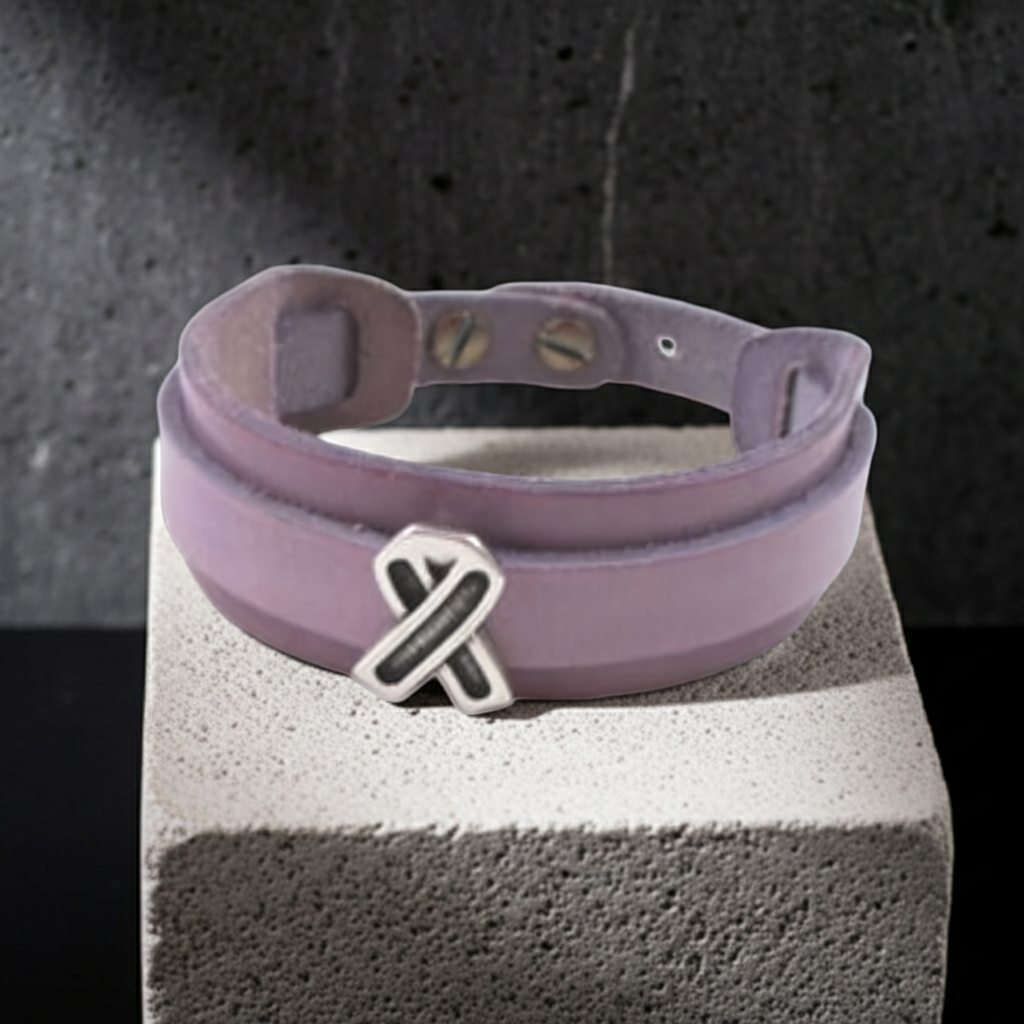 Orchid Awareness Leather Cuff Bracelet Unisex
