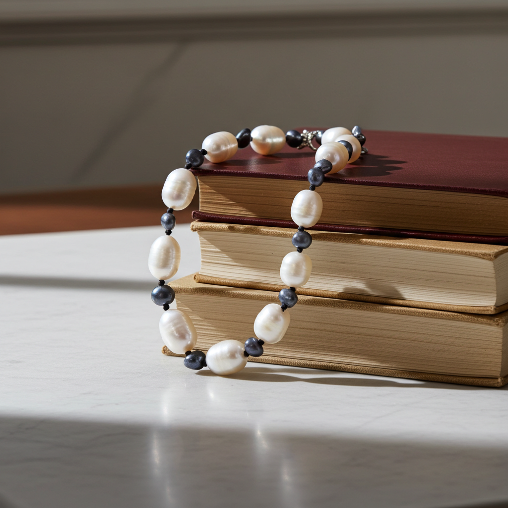 White & Black Potato Pearl Bracelet