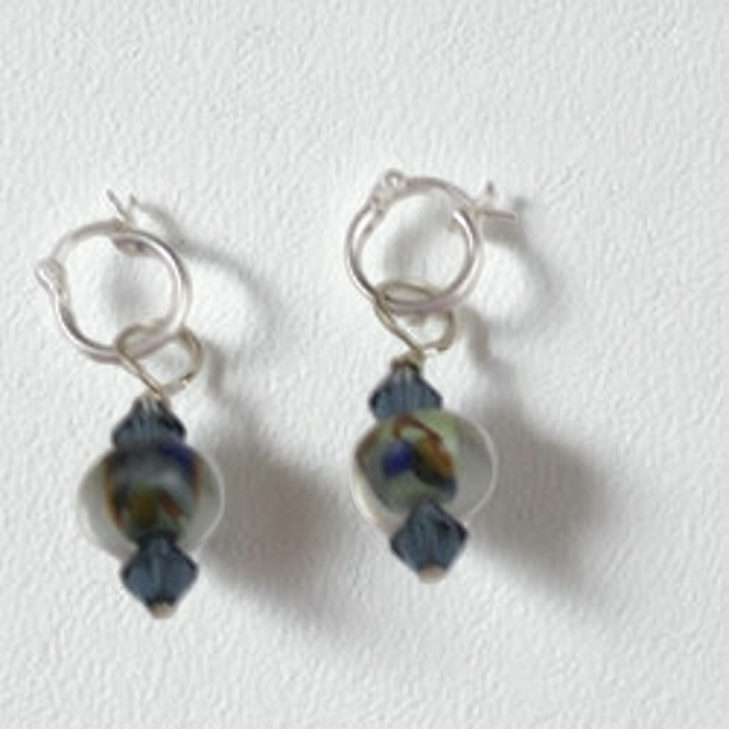 Montana Laturn Blue Artisan Glass Bead Hoop Earrings
