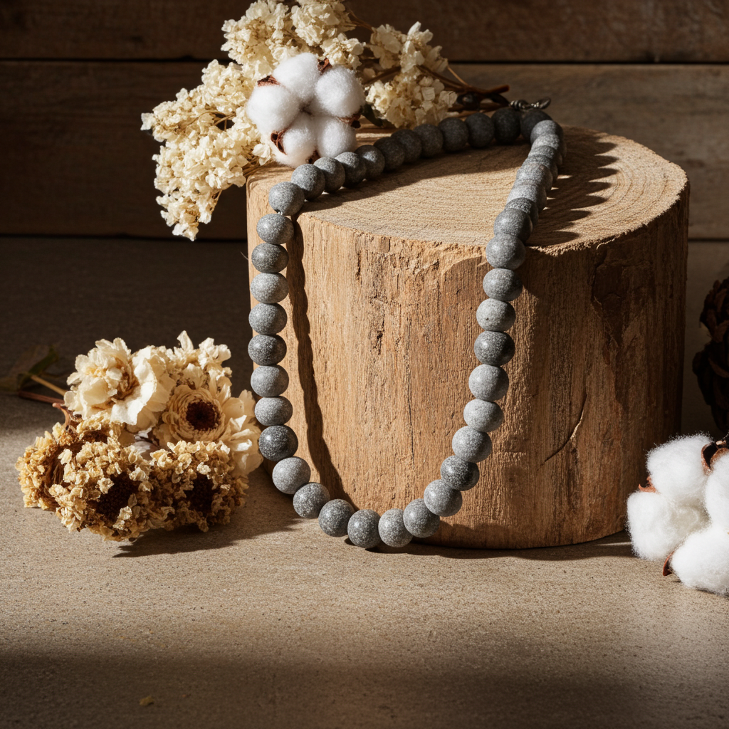 Rare Petrified Dinosaur Bone Beaded Handmade Necklace