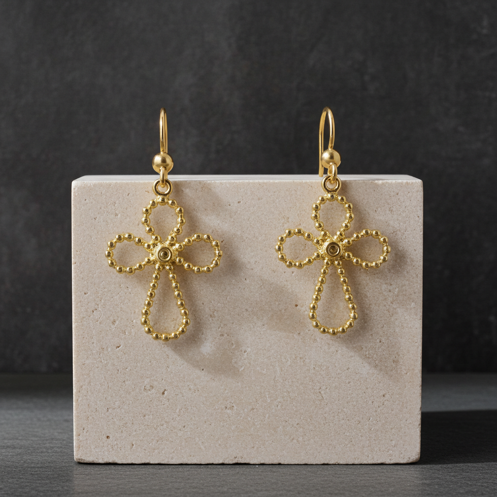 Elegant 14K Gold Filled Cross Dangle  Earrings