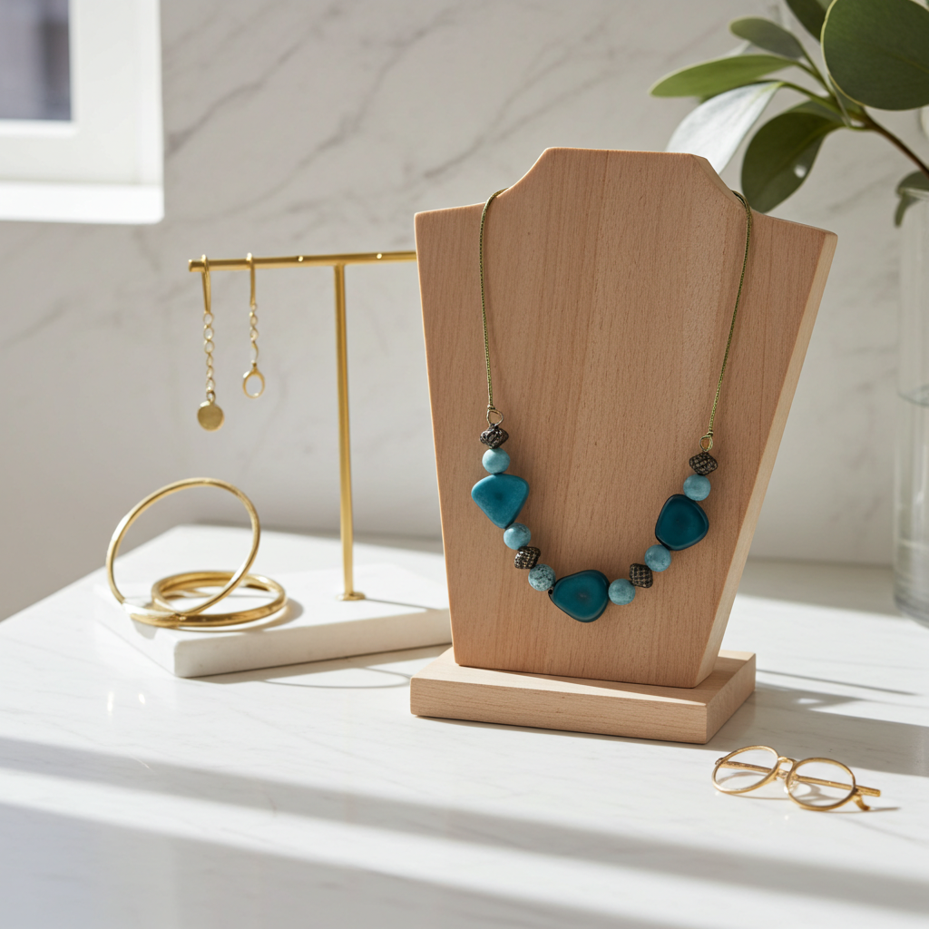 Turquoise Rainforest Tagua Nut Necklace