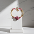 Pink & Gold Artisan Bead Gold Bangle Bracelet
