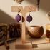 Fair Trade Beaded Earrings in Handmade Black and Purple Kazuri Beads