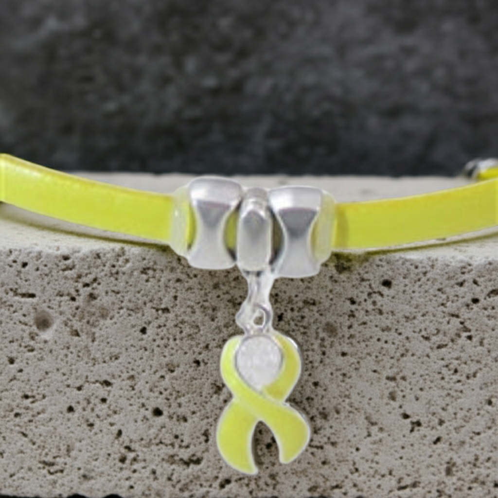 Yellow Choker Awareness Ribbon Minimalist Narrow Necklace