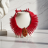 Big Bold Necklace Handmade Red Stick Bead Cleopatra Collar
