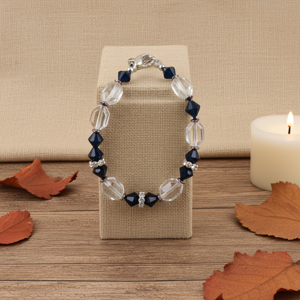 Indigo and Crystal Bracelet