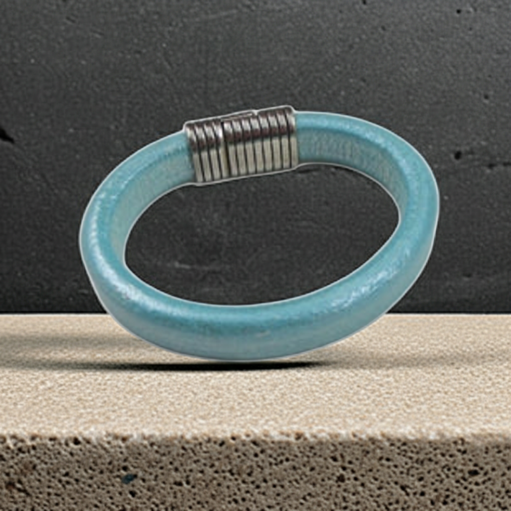 Aqua Regaliz Leather Cord Bracelet for a Woman