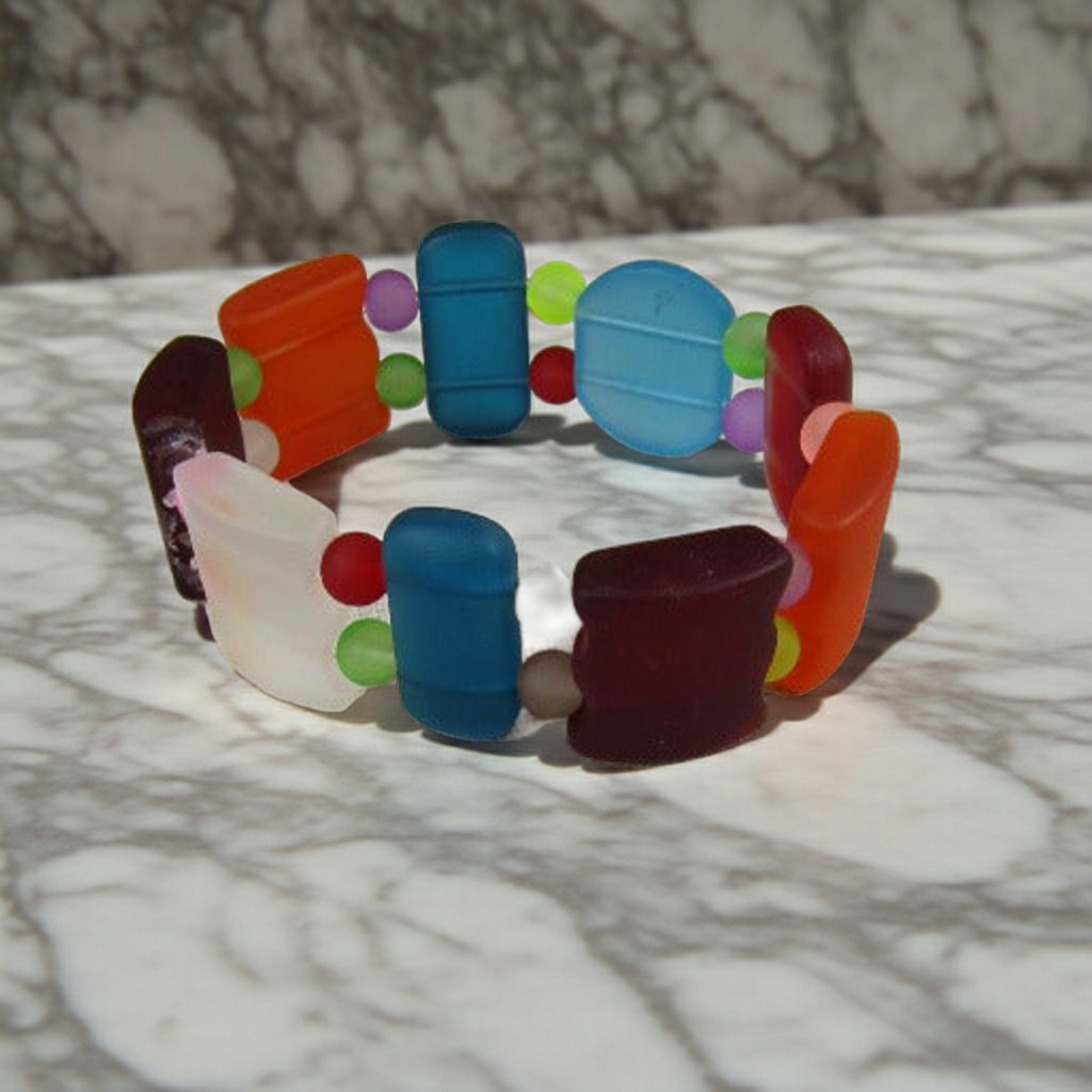 Multi-colored Sea Glass Cuff Bracelet