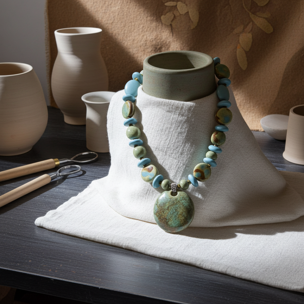 Handmade Fair Trade Kazuri Necklace Turquoise & Green Beads