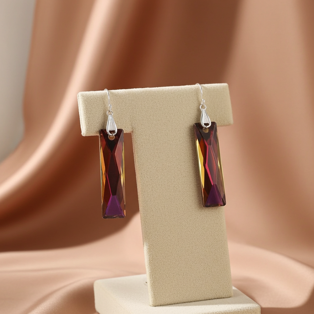 Statement Volcano Crystal Dangling Earrings Big Bold Look