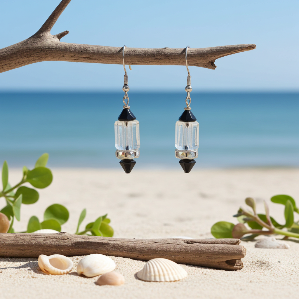 Black & White  Handmade Artisan Bead Earrings