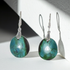 Chrysocolla Gemstone Designer Cut Drop Earrings Rare Parrot  Wing