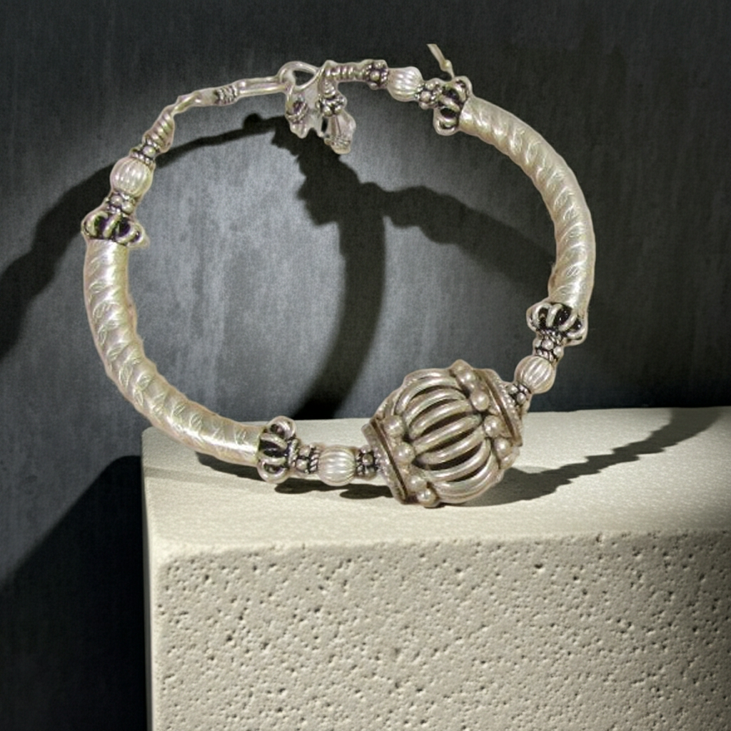 All Silver Bangle Bracelet