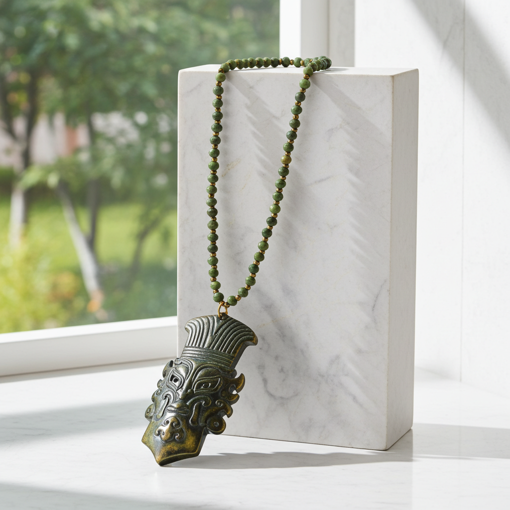 Big Bold Jade Pendant Necklace Intriguing Style